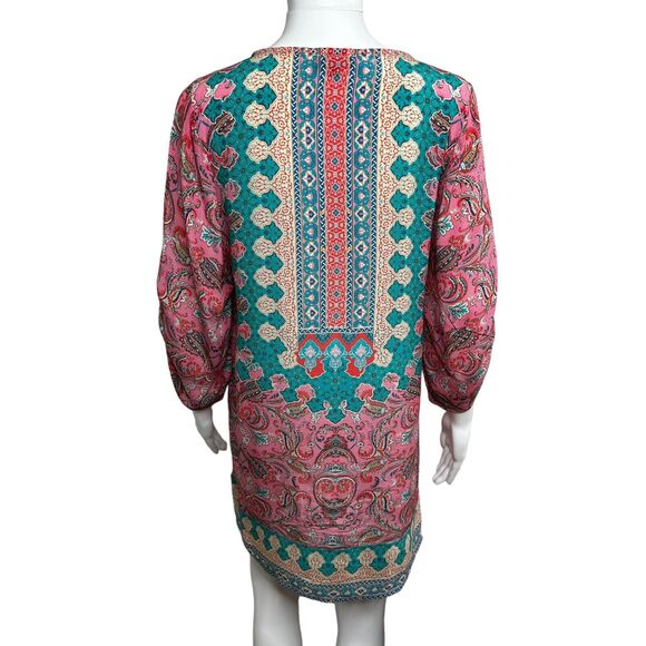 Anthropologie Tolani Silk Pink Geometric Tunic Dress Blouse Size Small Coastal - Picture 11 of 16